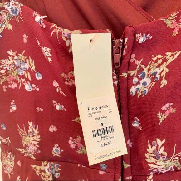 Burgundy Red Floral Print Tiered Ruffle Mini Dress - Picture 16 of 16